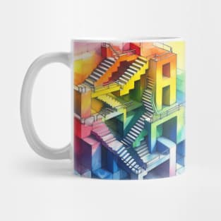 Psychedelic looking abstract illustration of Escher stairs Mug